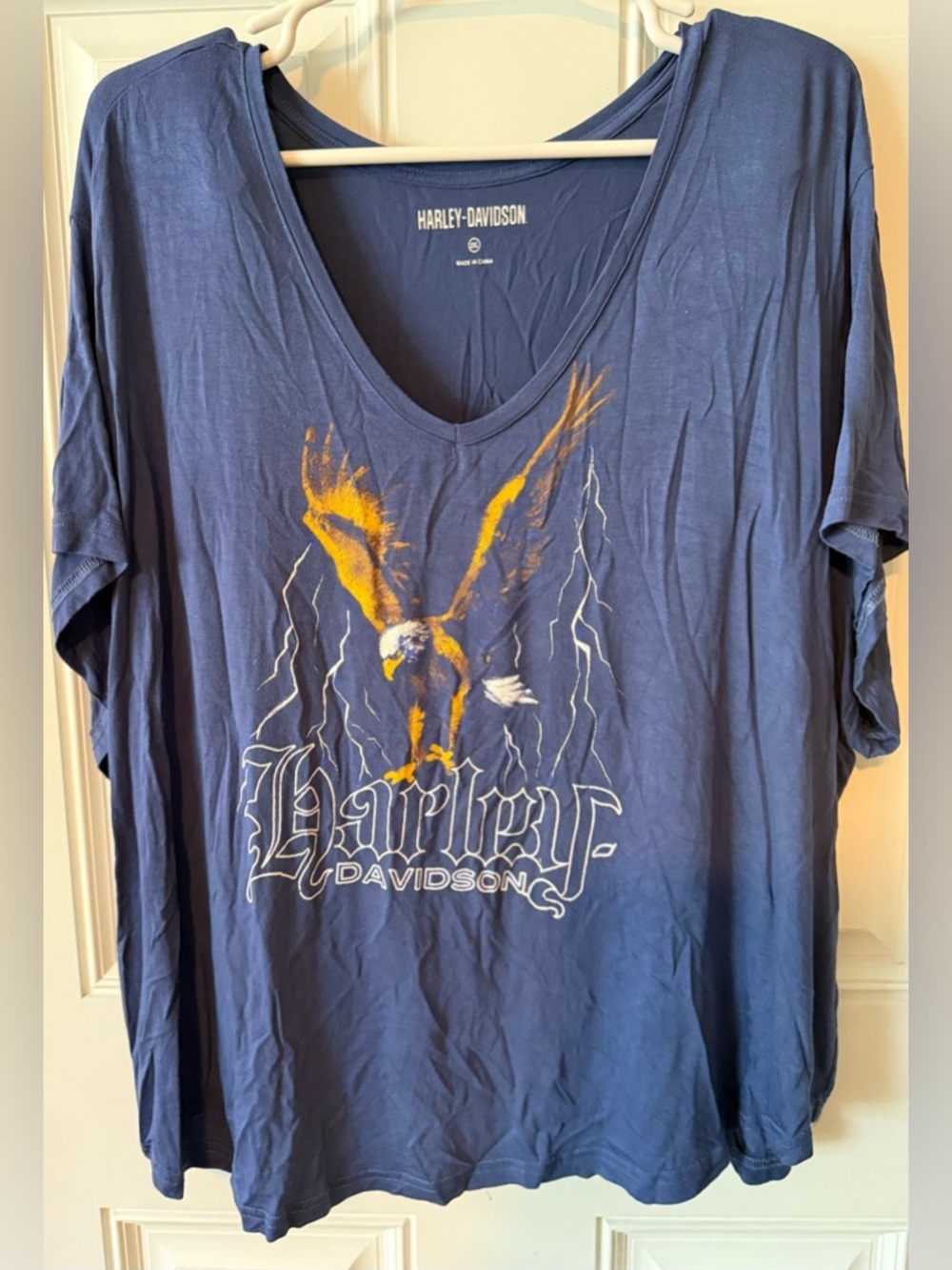 Harley-Davidson Navy Tee with Cream Logo Print